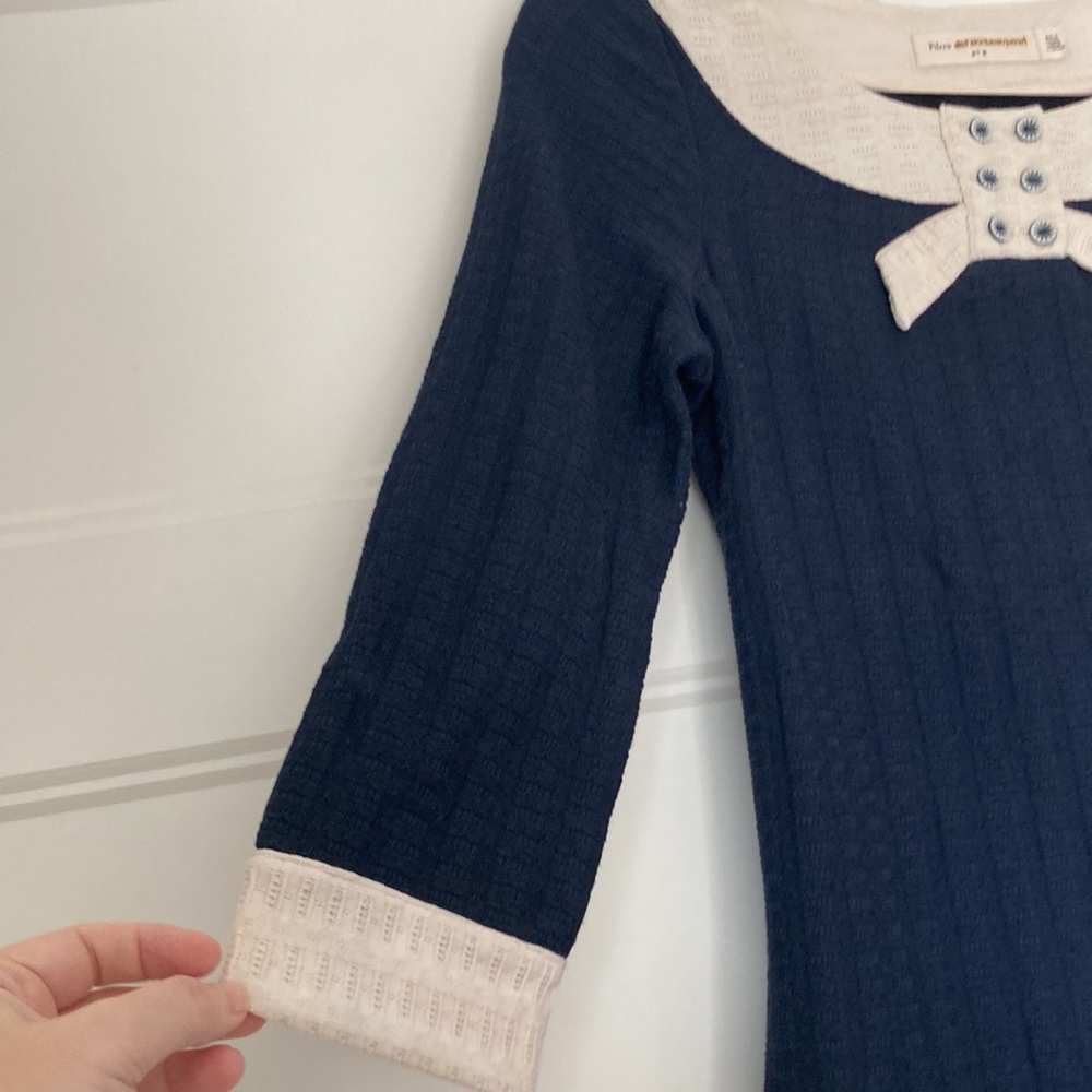 Anthropologie top Pilcro navy and off white 3/4 sleeve very retro inspired NWOT - Picture 5 of 8